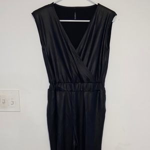 Black Pleather Junpsuit